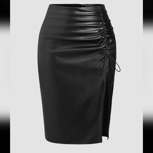Black faux leather skirt
